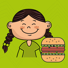 girl burger fast food vector illustration graphic