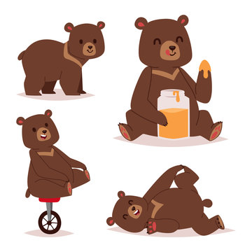 Cartoon bear vector set.