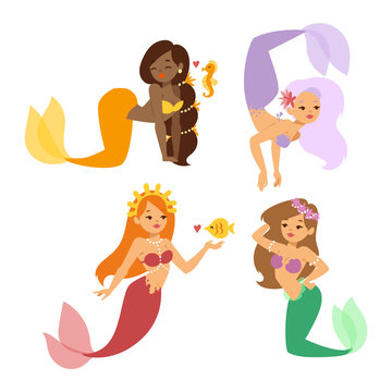 Mermaid nixie character vector illustration