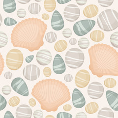 Stones and seashells seamless pattern