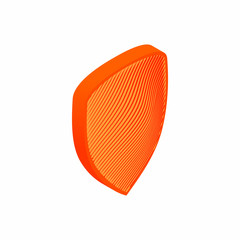 Striped shield icon in isometric 3d style isolated on white background