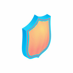 Protection shield icon in isometric 3d style isolated on white background
