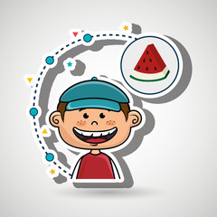 boy fruit food healthy vector illustration graphic