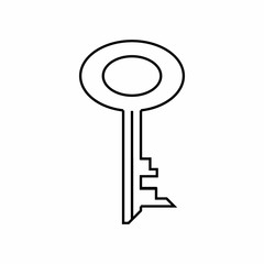 Key icon in outline style isolated on white background. Close symbol