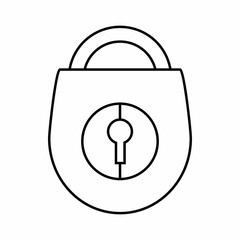 Padlock icon in outline style isolated on white background. Close symbol