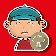 boy vegetable cry vector illustration graphic eps 10