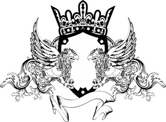heraldic gryphon medieval emblem tattoo