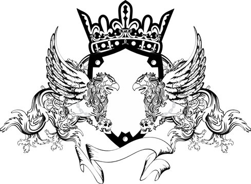 heraldic gryphon medieval emblem tattoo