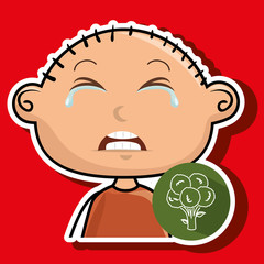 boy vegetable cry vector illustration graphic eps 10