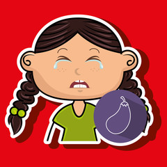 girl vegetable cry vector illustration graphic eps 10