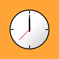 Clock icon, Vector illustration, flat design. Easy to use and edit. EPS10. Orange background
