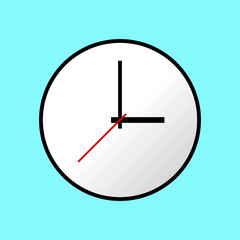 Clock icon, Vector illustration, flat design. Easy to use and edit. EPS10. Blue background