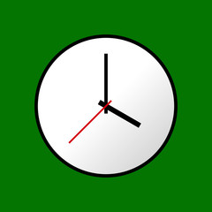 Clock icon, Vector illustration, flat design. Easy to use and edit. EPS10. Green background