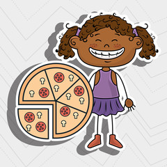 girl pizza fast food vector illustration graphic