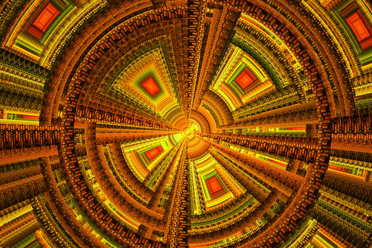 Abstract red and yellow technical fractal