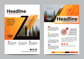 Orange Brochure Layout design template. Annual Report Flyer Leaflet cover Presentation Modern background. illustration vector in A4 size