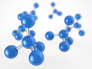 Molecular structure. Atom. 3D illustration. 3D CG.