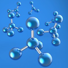 Obraz premium Struktura molekularna. Atom. Ilustracja 3D. 3D CG.