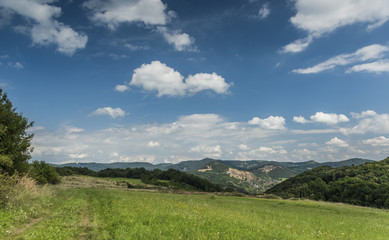 Fototapeta na wymiar View from observation tower Radejcin in summer day