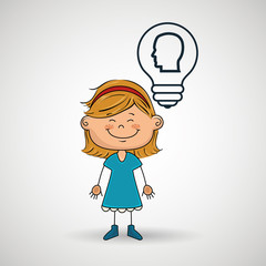 girl idea gears icon vector illustration graphic
