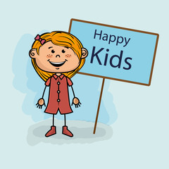 girl kids happy poster vector illustration graphic