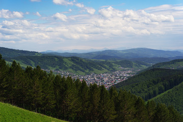 Fototapeta na wymiar Mountains and City of Gorno-Altaysk