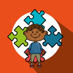 boy kids puzzle icon vector illustration graphic eps 10