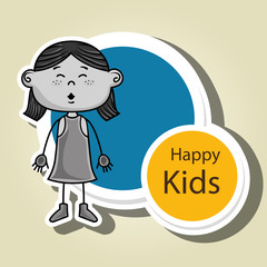 girl kids happy icon vector illustration graphic