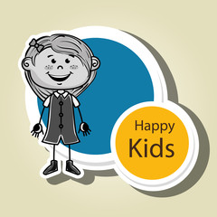 girl kids happy icon vector illustration graphic