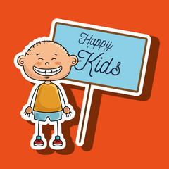boy kids happy poster vector illustration graphic