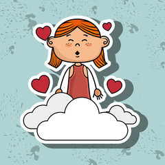 girl cloud heart love vector illustration graphic