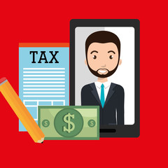 man smartphone tax dollar vector illustration eps 10