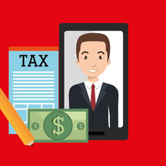 man smartphone tax dollar vector illustration eps 10
