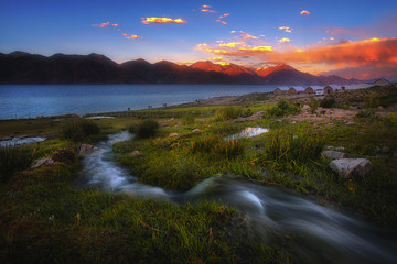 Pangong Lake in Kashmir, Leh, Ladakh, India.