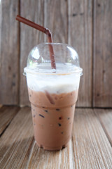Iced coffee with straw