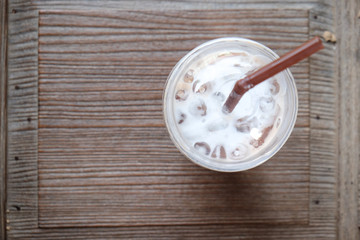 Iced coffee with straw