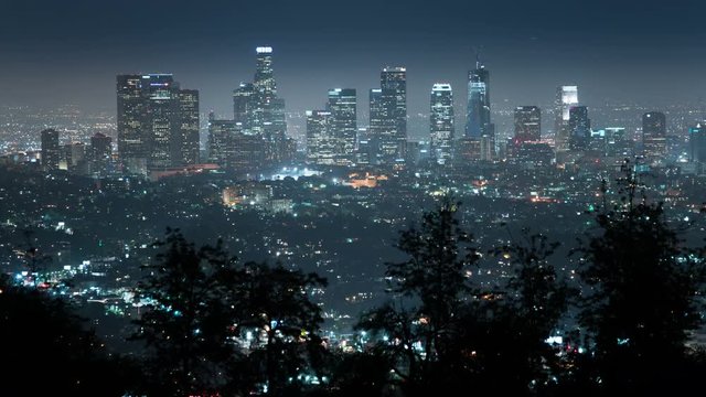 Los Angeles Skyline 68 Night Time Lapse Griffith Park