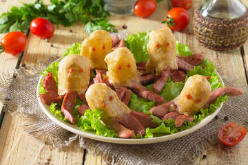 Creative breakfast or lunch for children - homemade corn dog fro
