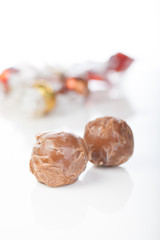 Chocolate on a white background
