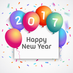 2017 Happy New year vector illustration background design. Colorful Celebration Balloon.