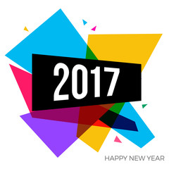 2017 Happy New year vector illustration background design. Modern Colorful Abstract polygonal effect.