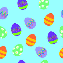 Easter seamless pattern with colorful eggs. Perfect for season greetings, wallpaper, wrapping paper, pattern fills, background and spring holiday greeting card.