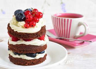 homemade cake with berries