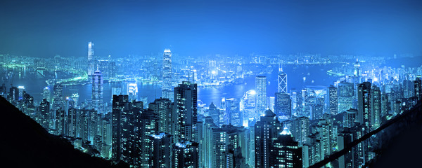 Fototapeta na wymiar Panoramic view of Hong Kong at night