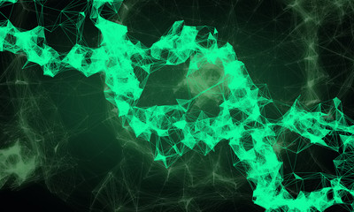 Science of DNA new technology hologram. Geometric abstract backdrop with connected lines and dots. Science background. 