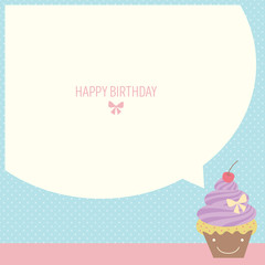 Illustration vector cupcake for happy birthday card in minimal style.