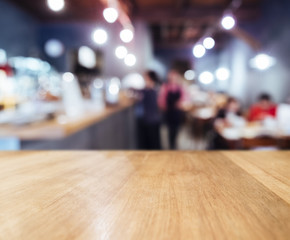 Table top counter Bar restaurant background Blur people