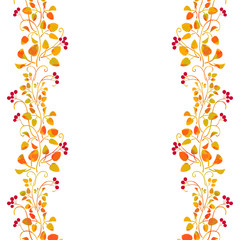 Decoration of autumn leaves and red berries 