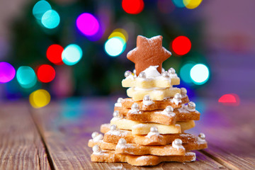 Home made baked Christmas gingerbread tree as a gift