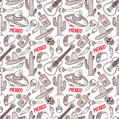 seamless background of Mexican items